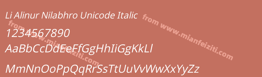 Li Alinur Nilabhro Unicode Italic预览图1