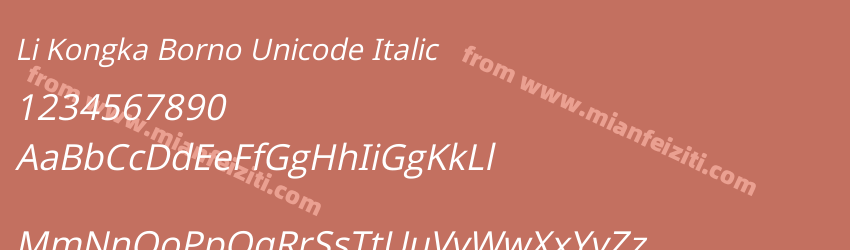 Li Kongka Borno Unicode Italic预览图1