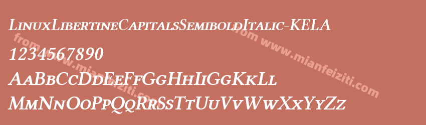 LinuxLibertineCapitalsSemiboldItalic-KELA字体预览