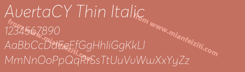 AvertaCY Thin Italic预览图1
