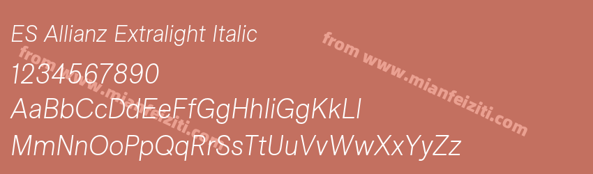 ES Allianz Extralight Italic预览图1 ES Allianz Extralight Italic预览图1