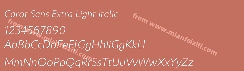Carot Sans Extra Light Italic预览图1 Carot Sans Extra Light Italic预览图1