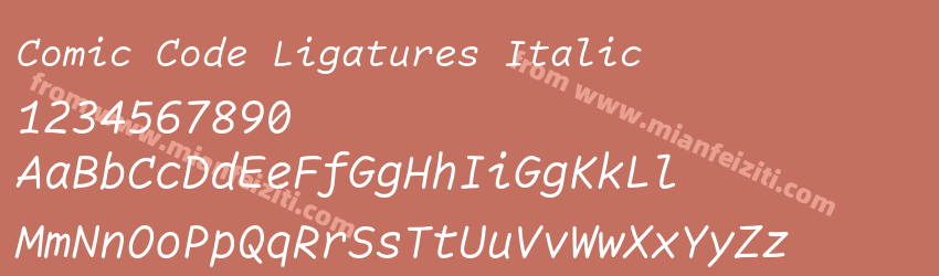 Comic Code Ligatures Italic预览图1 Comic Code Ligatures Italic预览图1