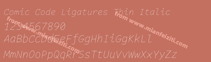 Comic Code Ligatures Thin Italic预览图1