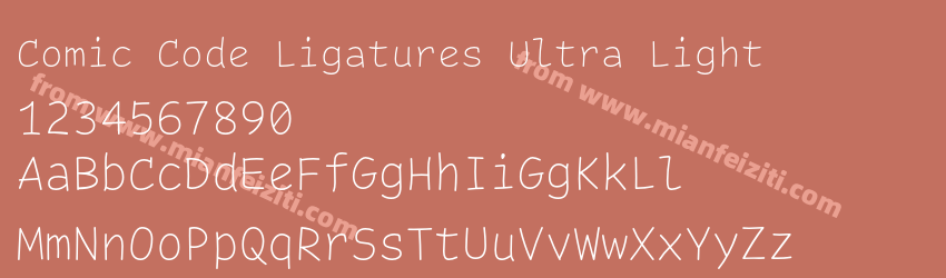 Comic Code Ligatures Ultra Light预览图1 Comic Code Ligatures Ultra Light预览图1