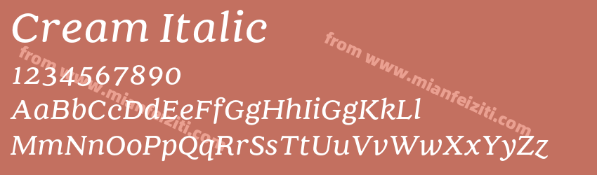 Cream Italic预览图1 Cream Italic预览图1