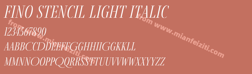Fino Stencil Light Italic预览图1 Fino Stencil Light Italic预览图1