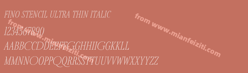 Fino Stencil Ultra Thin Italic预览图1 Fino Stencil Ultra Thin Italic预览图1