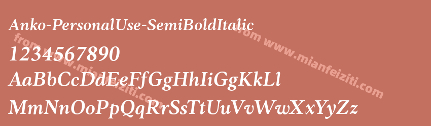 Anko Personal Use Semibold Italic预览图1 Anko Personal Use Semibold Italic预览图1