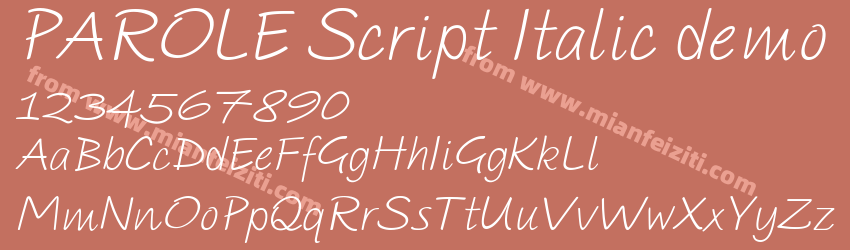 PAROLE Script Italic demo字体预览