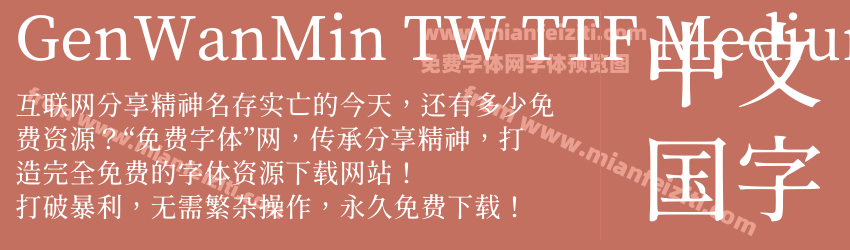 GenWanMin TW TTF Medium字体预览