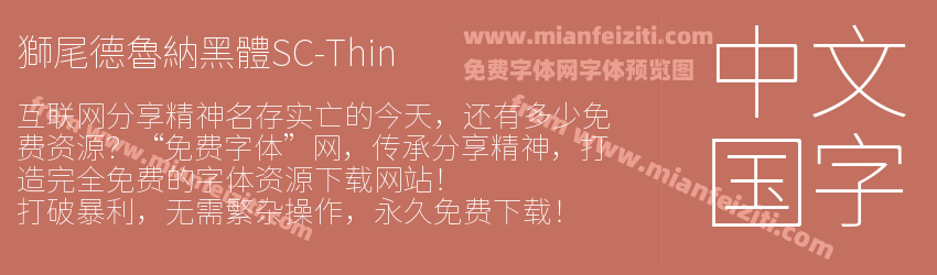 獅尾德魯納黑體SC-Thin预览图1