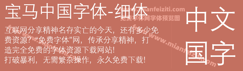 宝马中国字体-细体字体预览