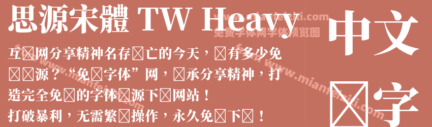 思源宋體 TW Heavy字体预览