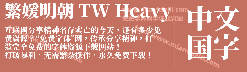 繁媛明朝 TW Heavy字体预览