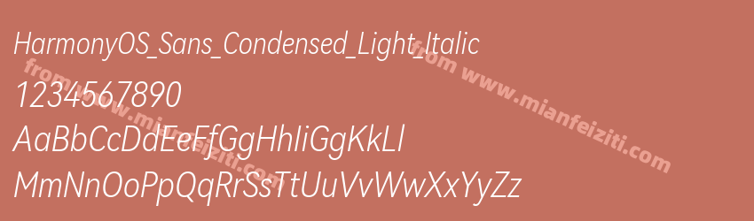 HarmonyOS Sans Condensed Light Italic预览图1