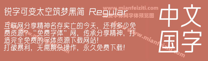 锐字可变太空筑梦黑简 Regular预览图1