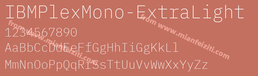 IBMPlexMono-ExtraLight字体预览