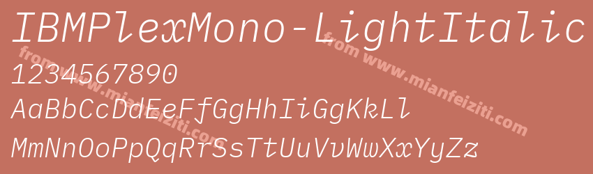 IBMPlexMono-LightItalic字体预览