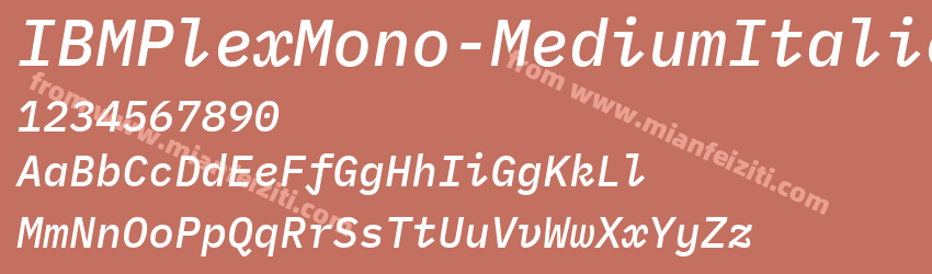 IBMPlexMono-MediumItalic字体预览