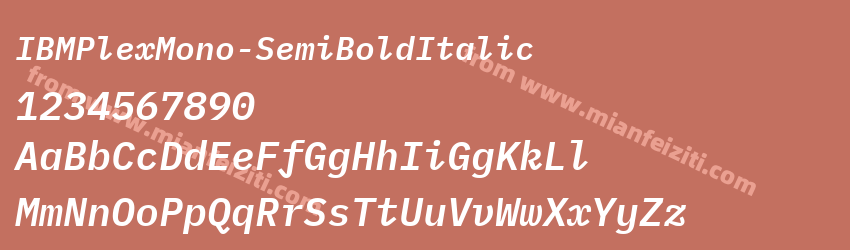 IBMPlexMono-SemiBoldItalic字体预览