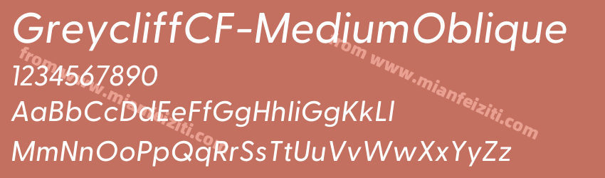GreycliffCF-MediumOblique字体预览