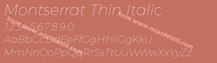 Montserrat Thin Italic预览图1