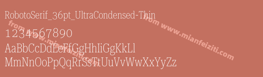 Roboto Serif 36pt Ultra Condensed Thin预览图1