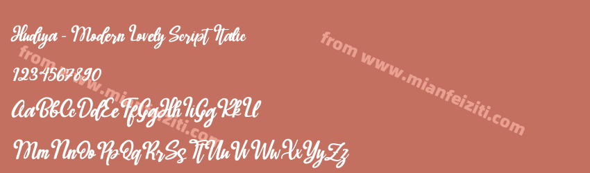 Hudiya - Modern Lovely Script Italic字体预览