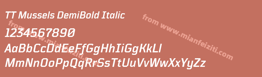 TT Mussels DemiBold Italic字体预览