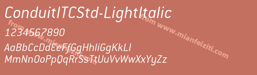 ConduitITCStd-LightItalic字体预览