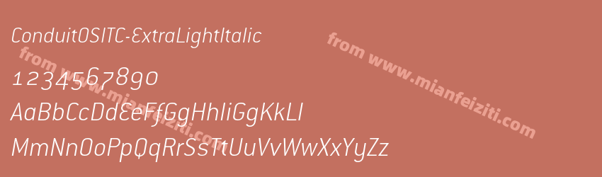 ConduitOSITC-ExtraLightItalic字体预览