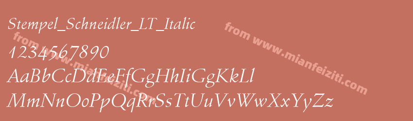 Stempel Schneidler LT Italic预览图1