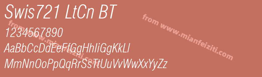 Swiss721BT Light Condensed Italic预览图1