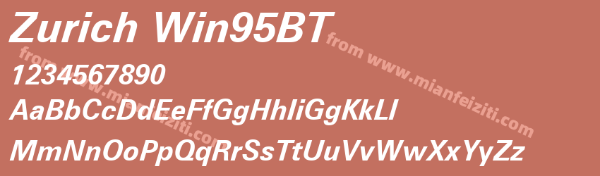 Zurich Bold Italic Win95BT预览图1