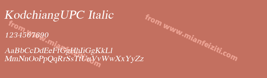KodchiangUPC Italic字体预览