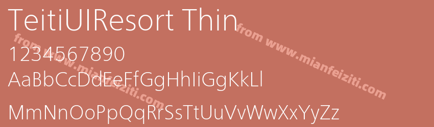 TeitiUIResort Thin字体预览
