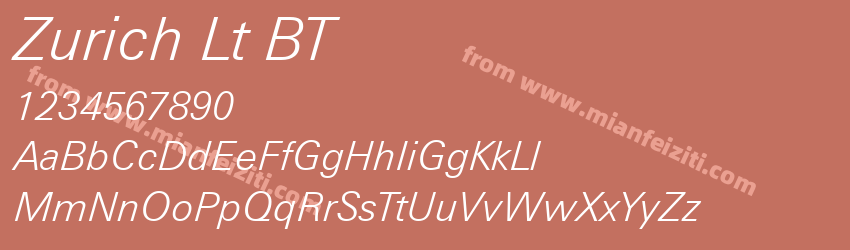 Zurich Light Italic BT预览图1