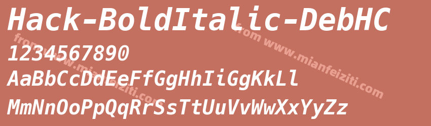 Hack-BoldItalic-DebHC字体预览