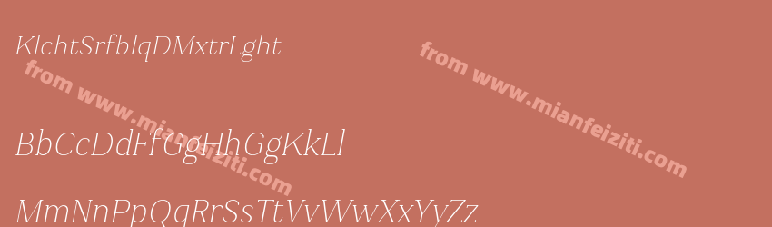 Kulachat Serif Oblique DEMO Extra Light预览图1