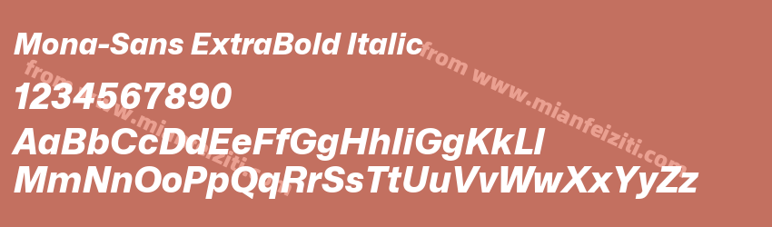 Mona-Sans ExtraBold Italic字体预览