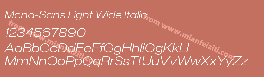 Mona-Sans Light Wide Italic字体预览