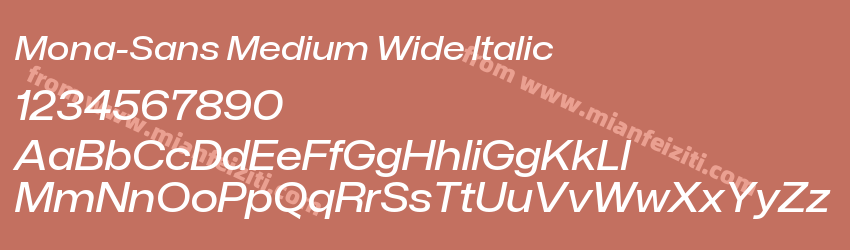 Mona-Sans Medium Wide Italic字体预览