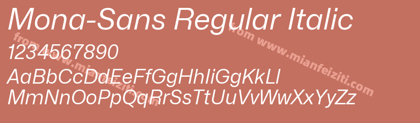 Mona-Sans Regular Italic字体预览