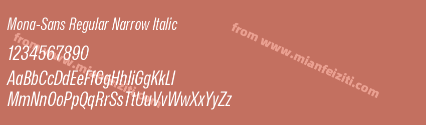 Mona-Sans Regular Narrow Italic字体预览