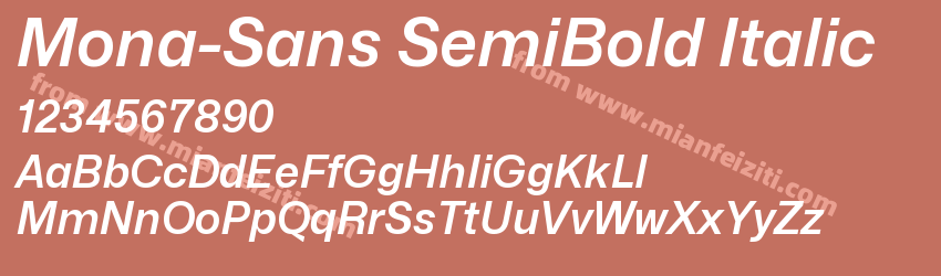 Mona-Sans SemiBold Italic字体预览