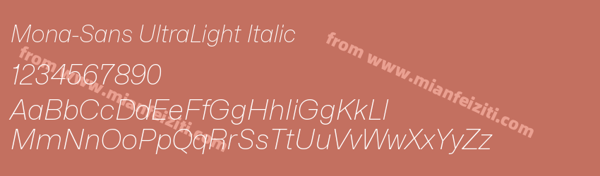Mona-Sans UltraLight Italic字体预览