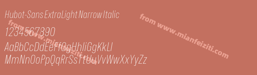 Hubot-Sans ExtraLight Narrow Italic字体预览