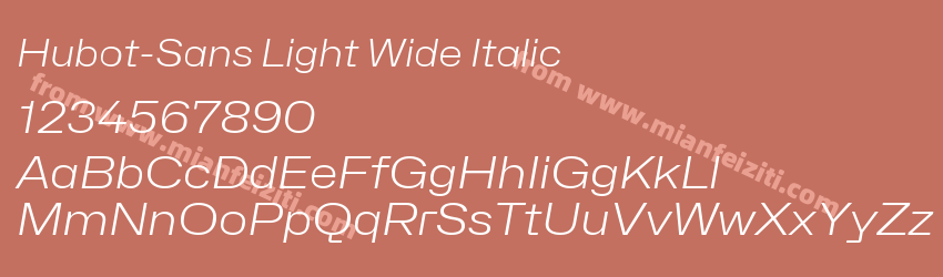 Hubot-Sans Light Wide Italic字体预览
