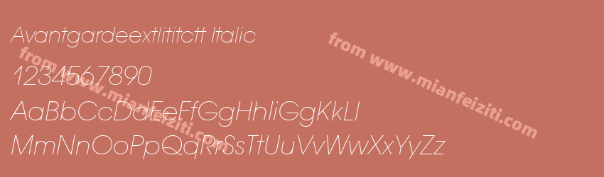 Avantgardeextlititctt Italic字体预览